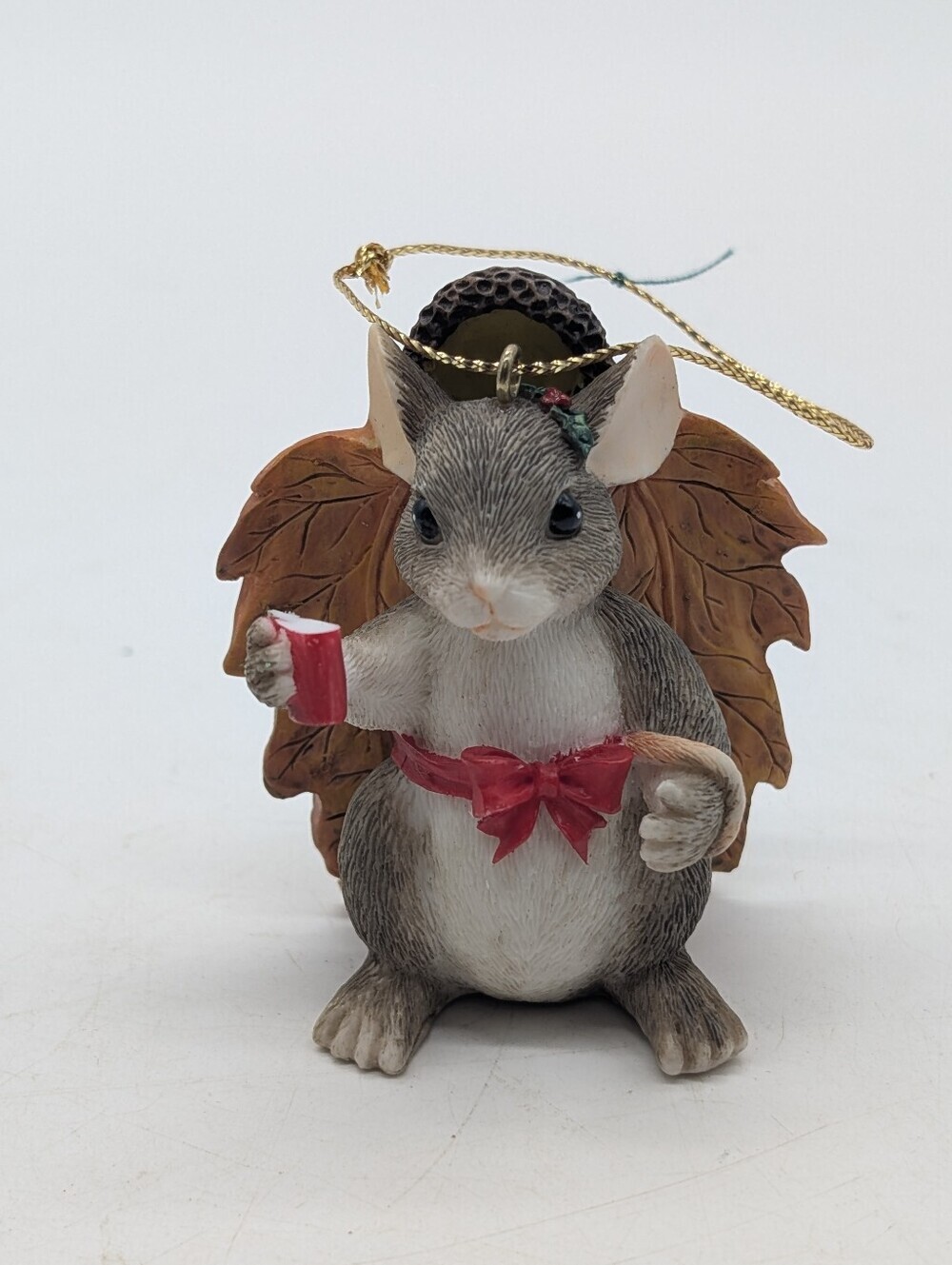 Vintage Charming Tails Mouse Ornament Acorn Hat Oak Leaf Cape Resin Figurine